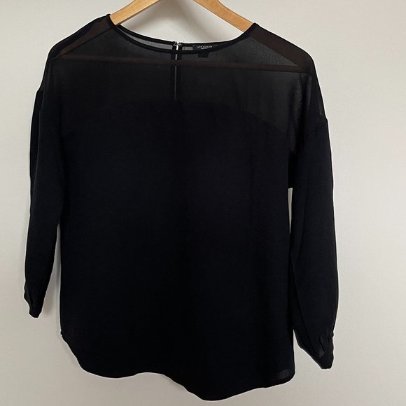 Ann Taylor Black Blouse sz XSP - Picture 1 of 3